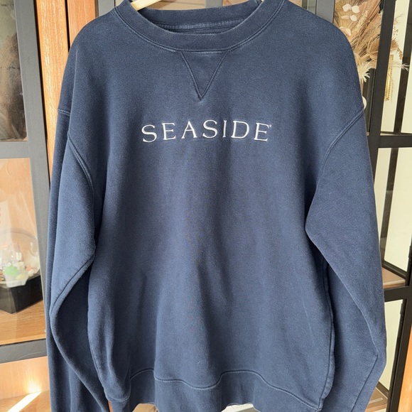 Seaside 30A embroidered crewneck pullover navy sweatshirt long sleeve unisex - Picture 7 of 7